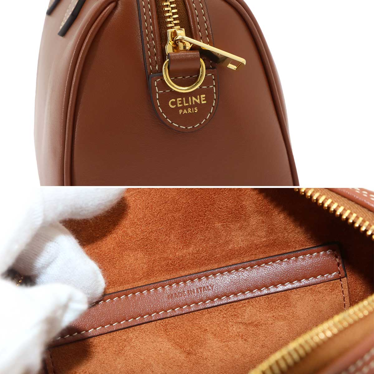 CUIR Triomphe Small Boston Hand Shoulder Bag Leather Brown