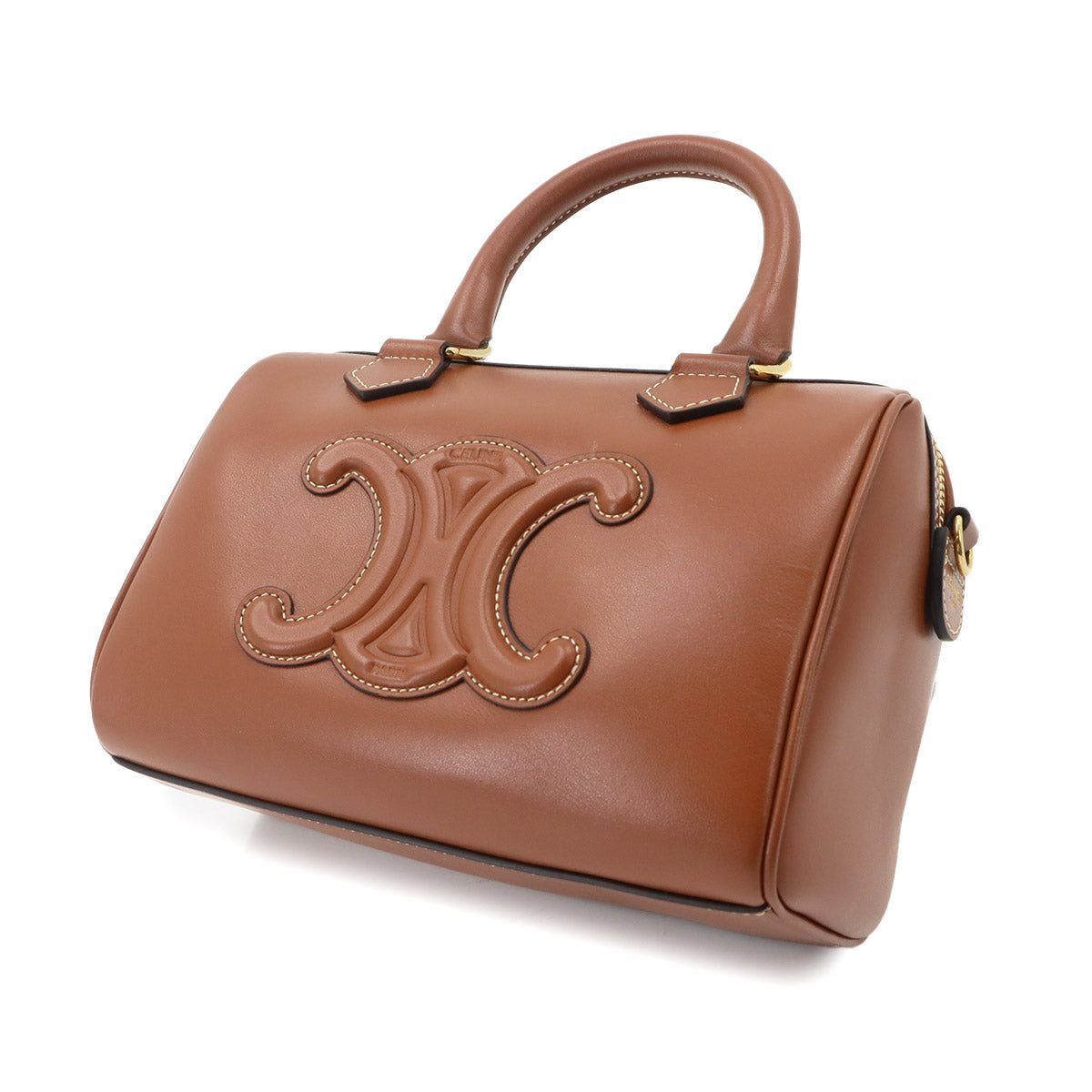 CUIR Triomphe Small Boston Hand Shoulder Bag Leather Brown