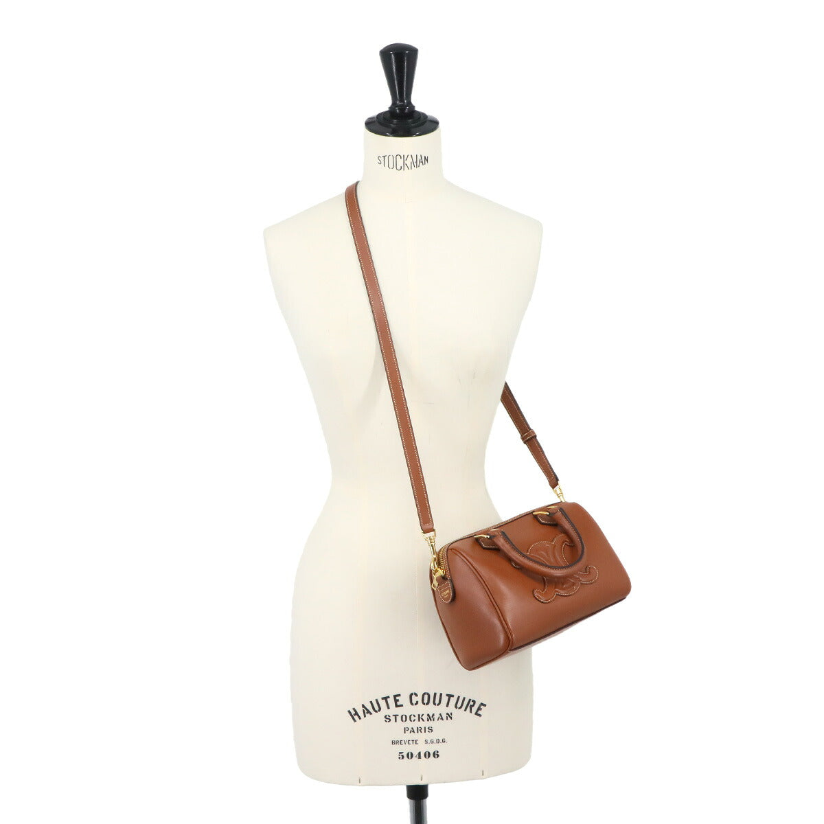 CUIR Triomphe Small Boston Hand Shoulder Bag Leather Brown