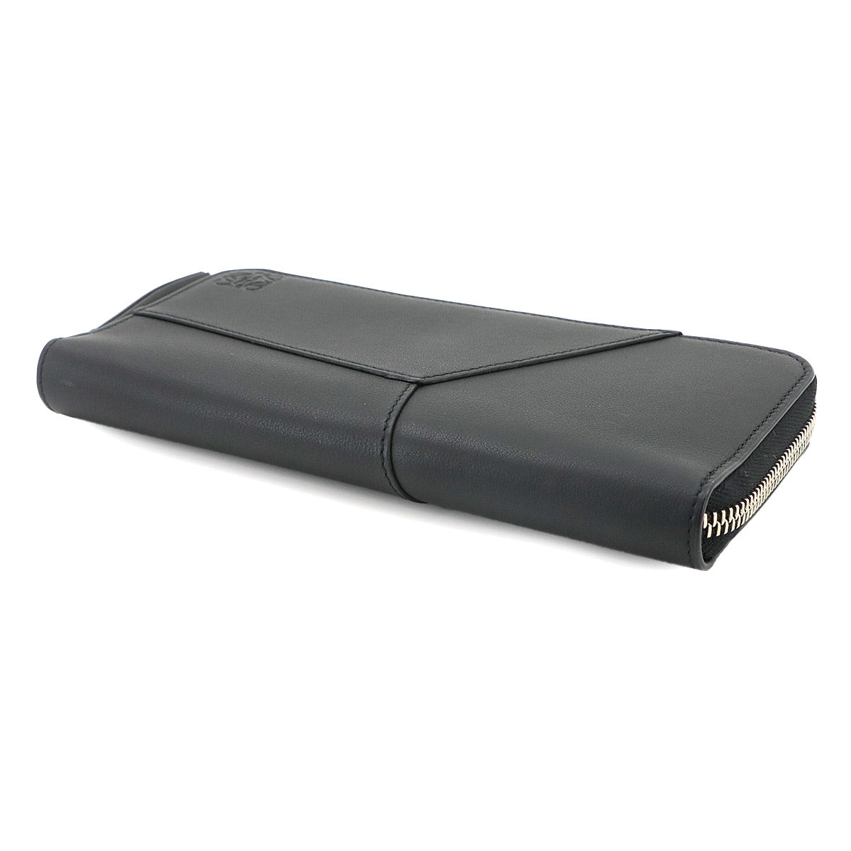 Puzzle Zip Around Long Wallet Leather Black