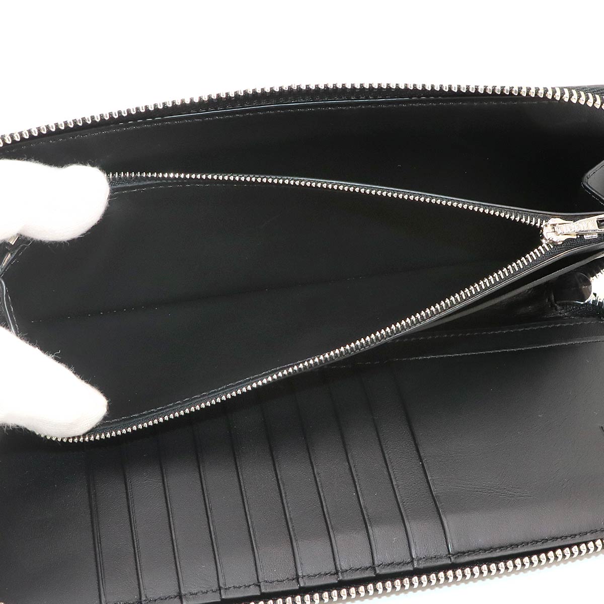 Puzzle Zip Around Long Wallet Leather Black