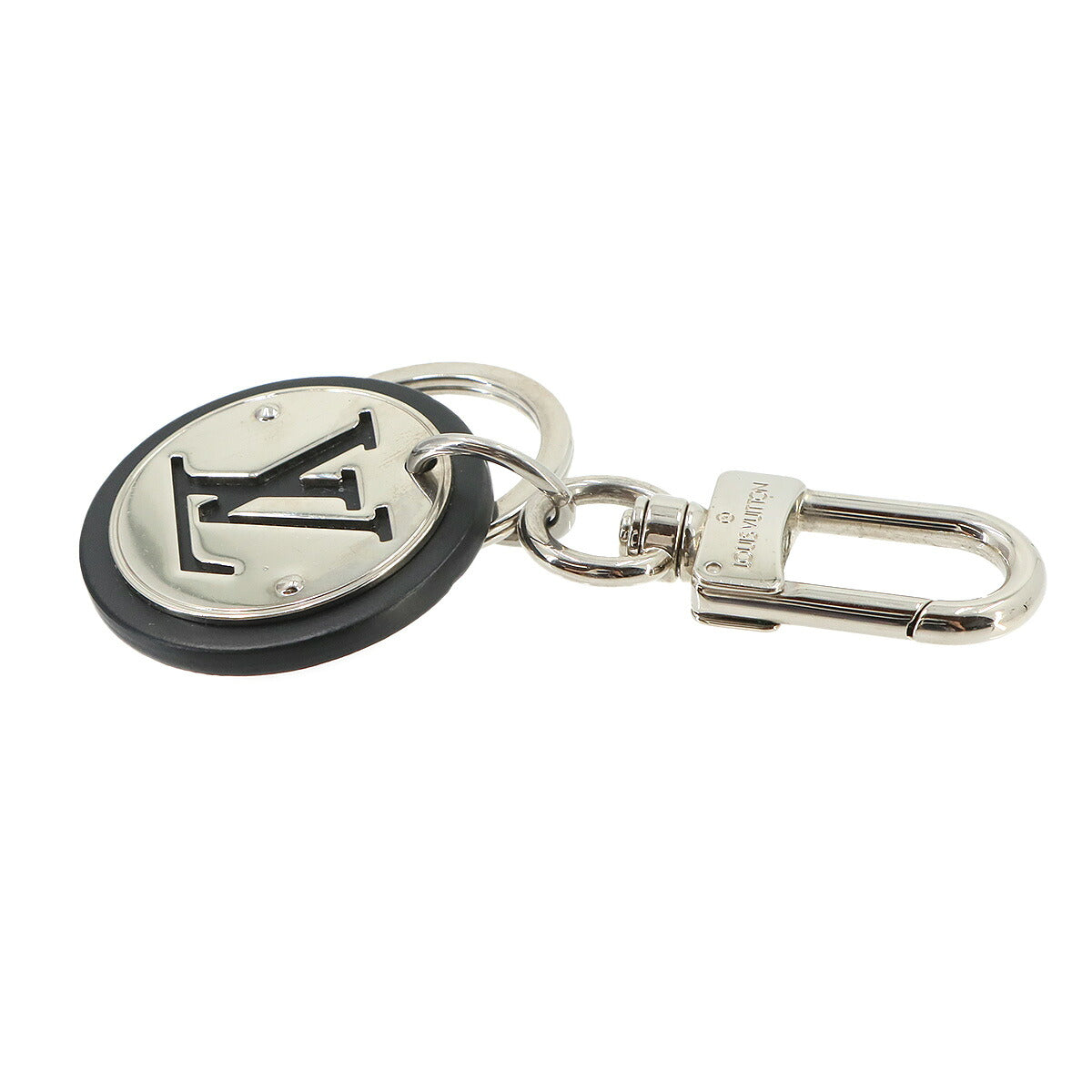 LV Cut Circle Key Holder Black Silver M67362