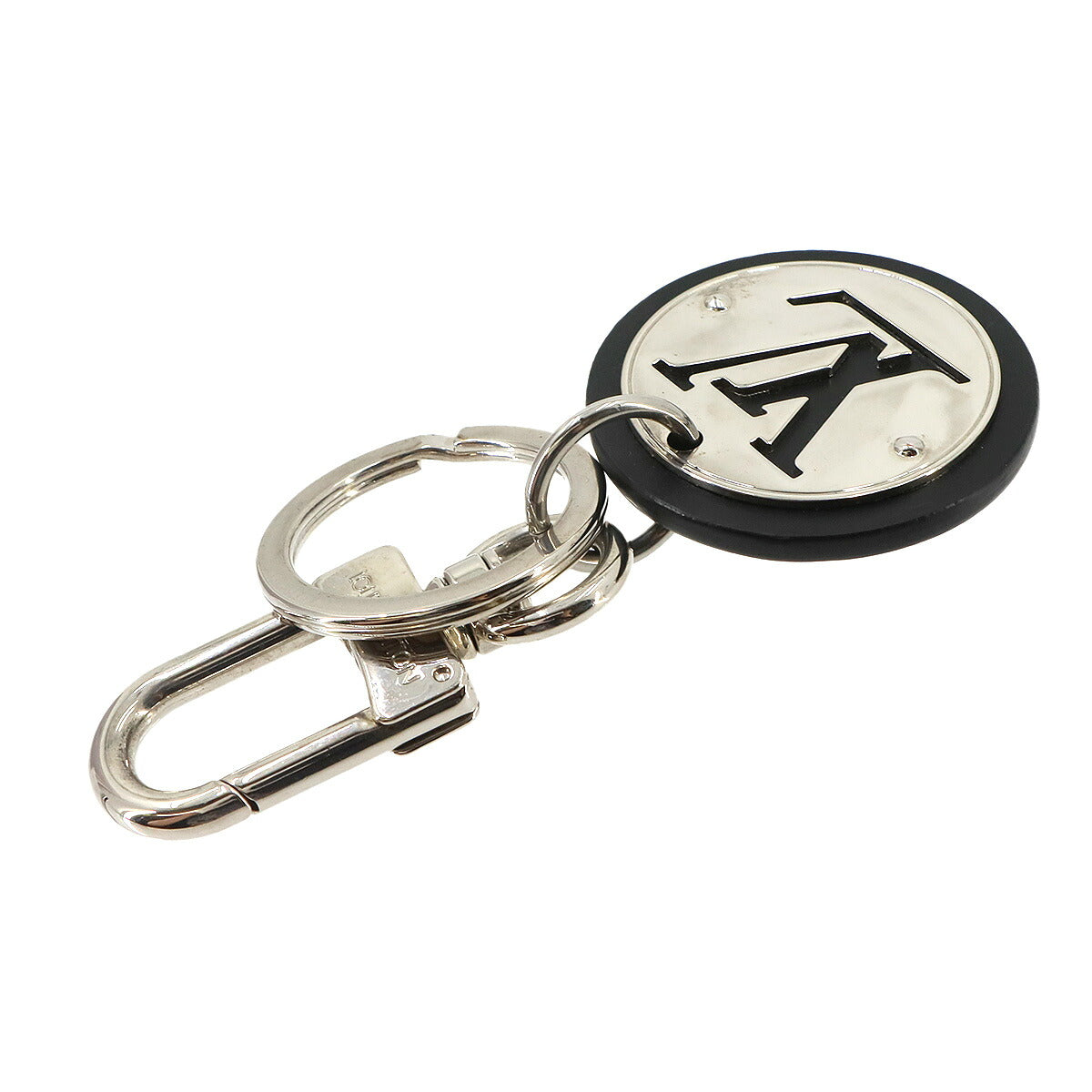 LV Cut Circle Key Holder Black Silver M67362