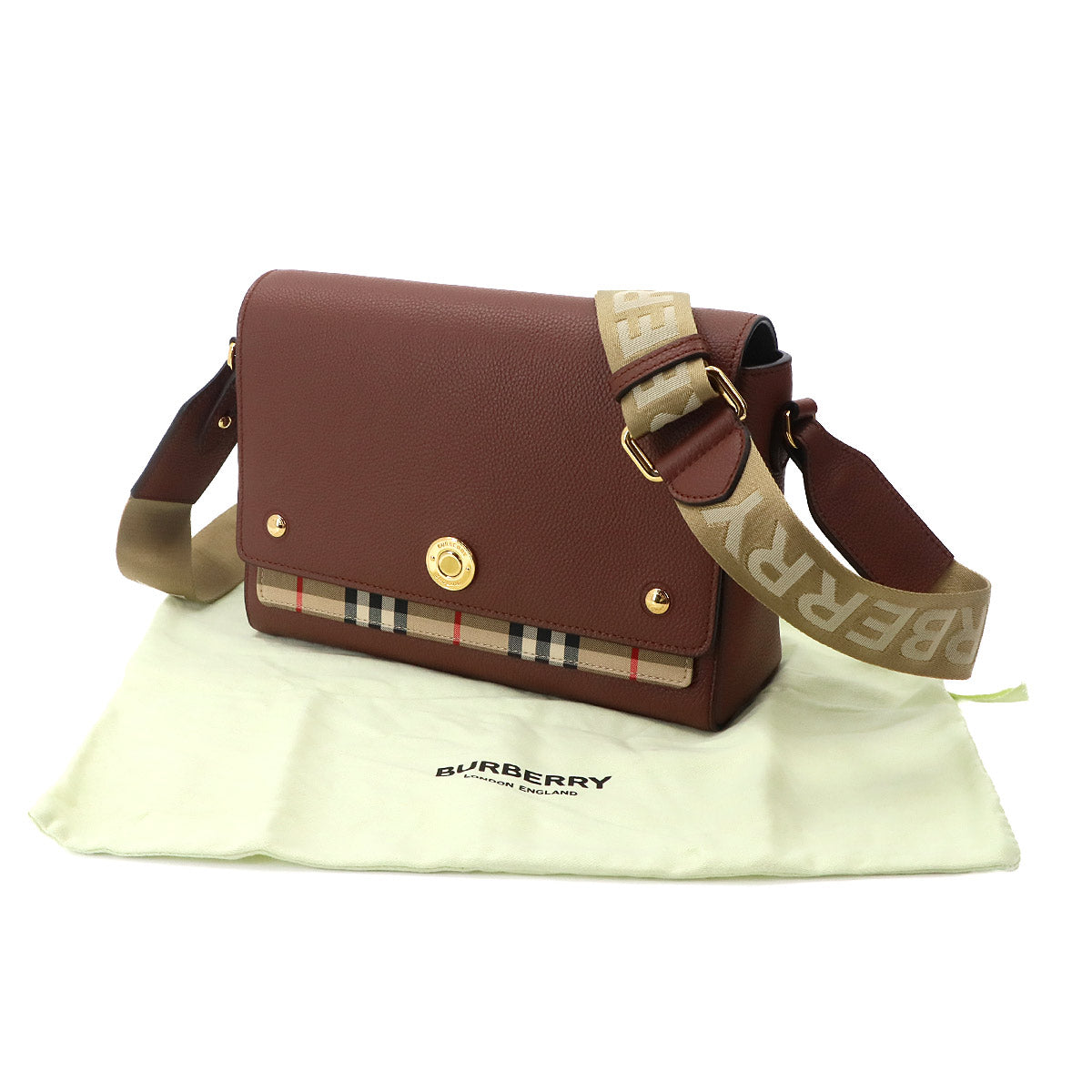 Shoulder Bag Leather Canvas Brown 8021110 Purse