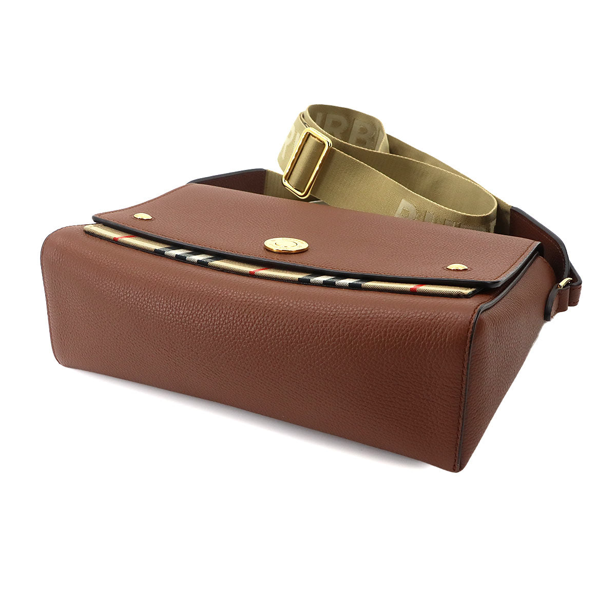 Shoulder Bag Leather Canvas Brown 8021110 Purse