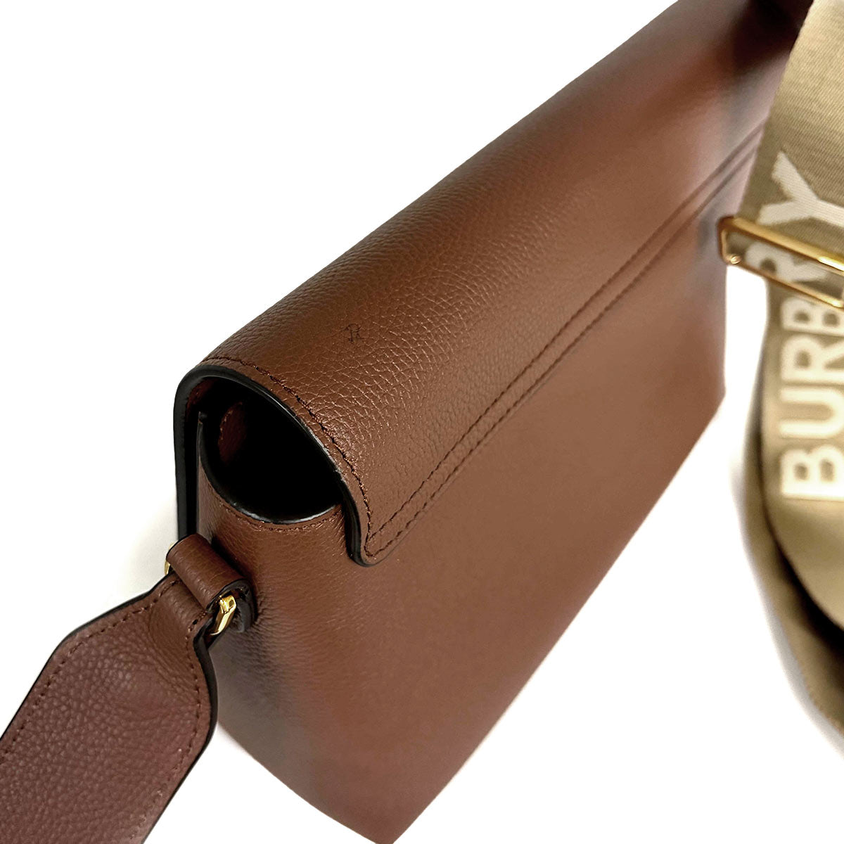 Shoulder Bag Leather Canvas Brown 8021110 Purse