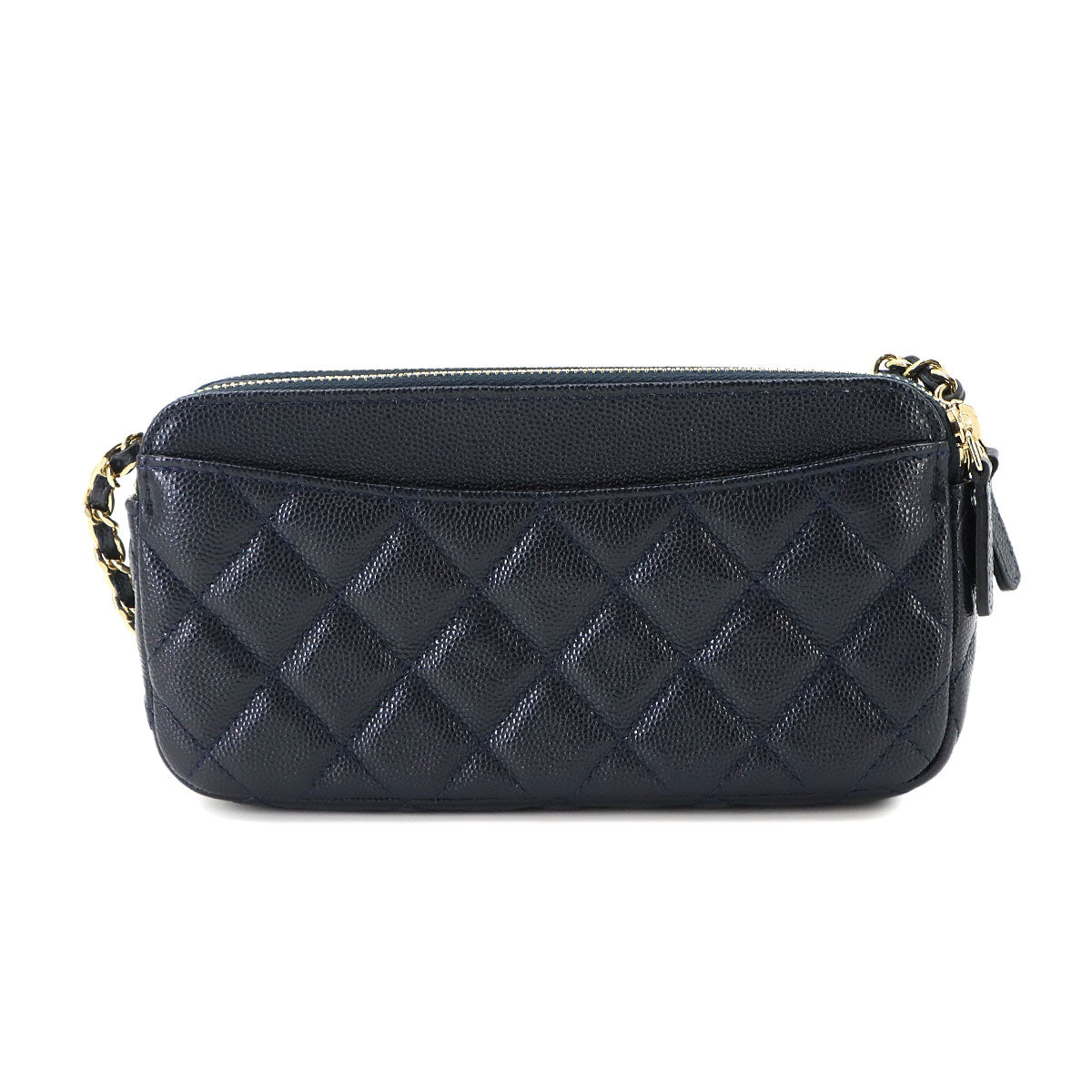 Matelasse W Zipped Chain Long Wallet Leather Navy A82527