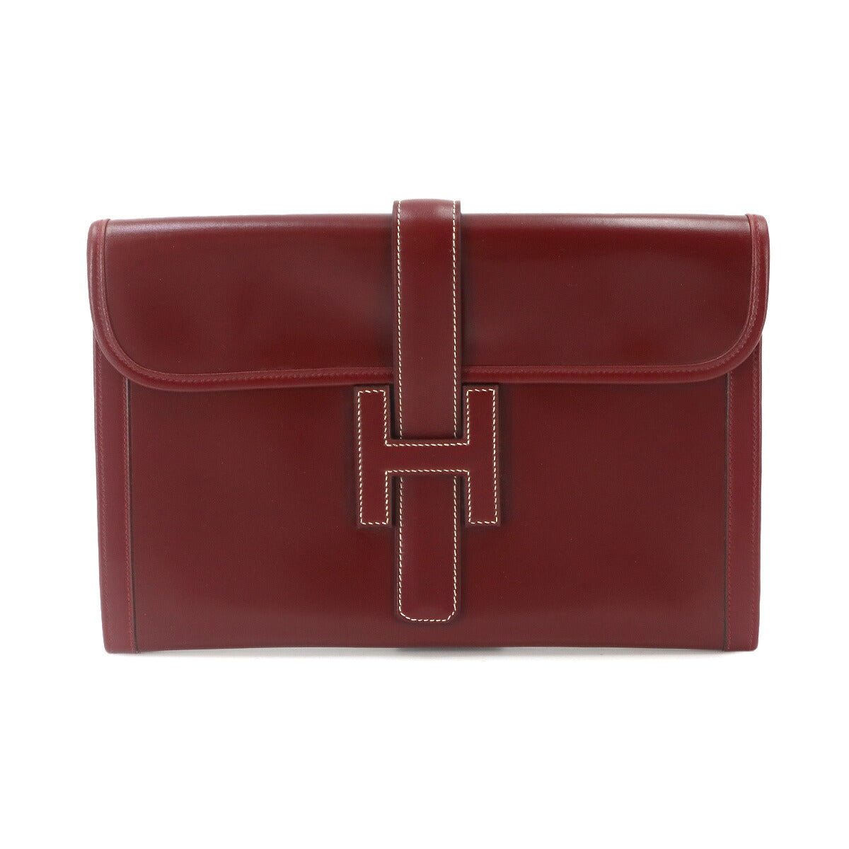 Jige PM Clutch Bag Box Calf Bordeaux Purse