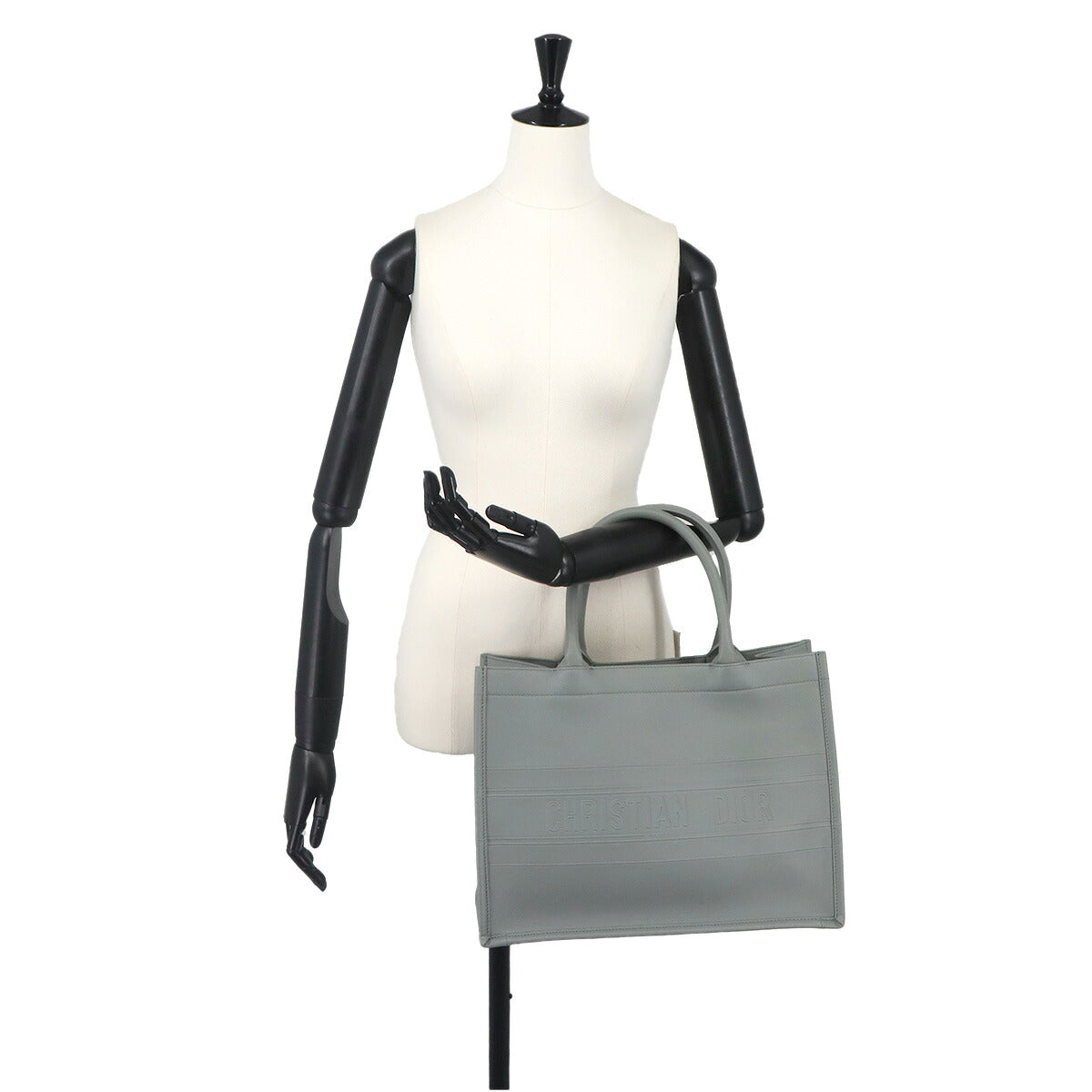 Book Tote Medium Bag Leather Gray M1296ZGSB Purse