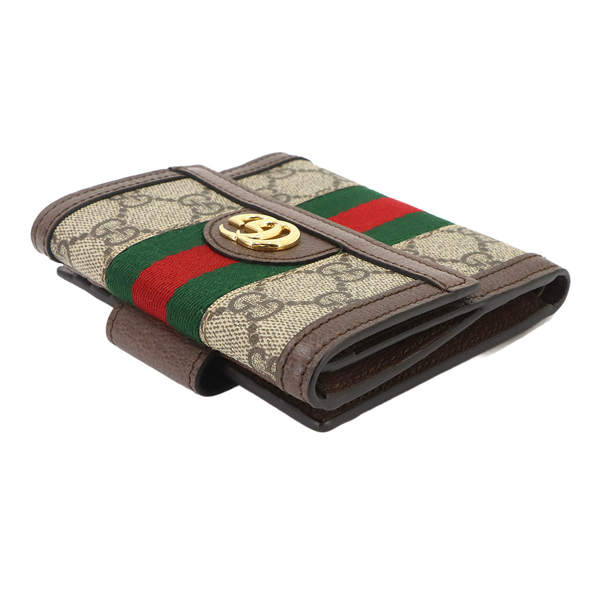 Ophidia Wallet GG Supreme Canvas Leather Beige Brown 523173