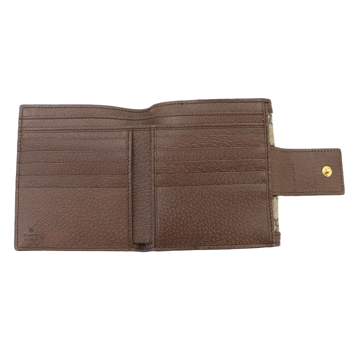 Ophidia Wallet GG Supreme Canvas Leather Beige Brown 523173