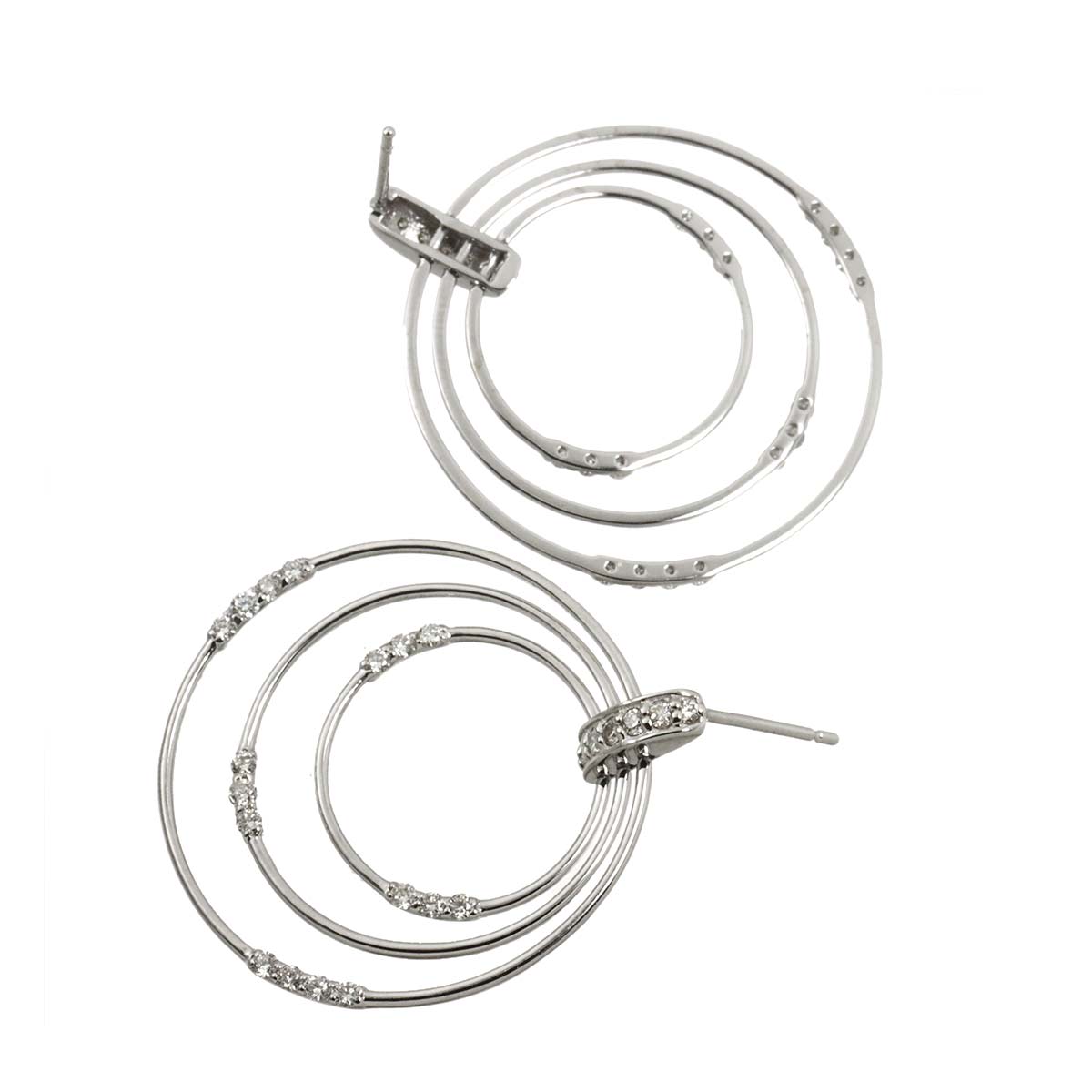 Diamond 0.28ct/0.28ct Earrings Pierced 18K K18 WG 750