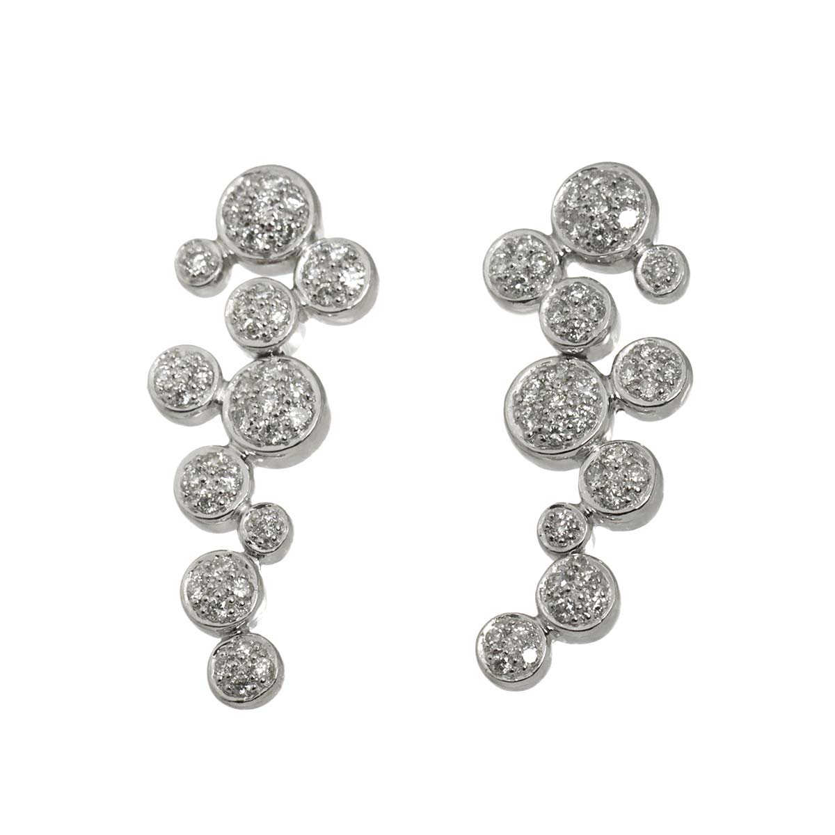 Diamond 0.54ct Earrings Pierced 18K K18 WG 750
