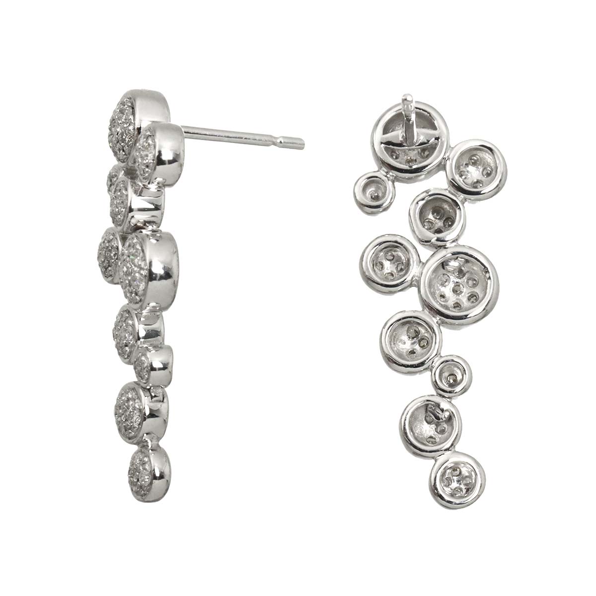 Diamond 0.54ct Earrings Pierced 18K K18 WG 750