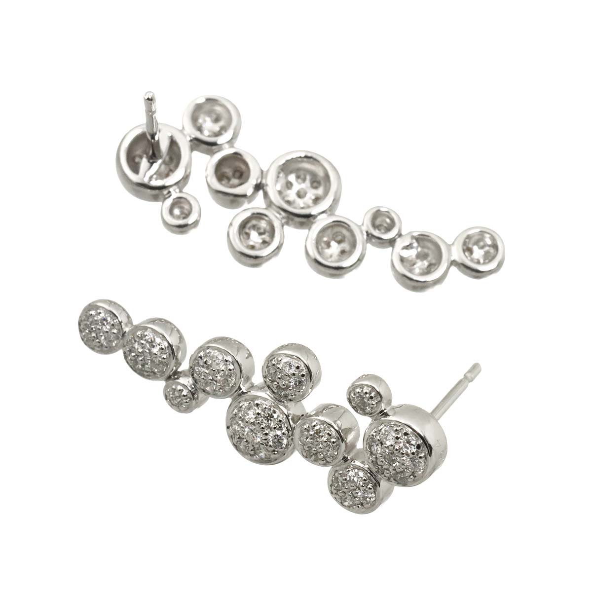 Diamond 0.54ct Earrings Pierced 18K K18 WG 750