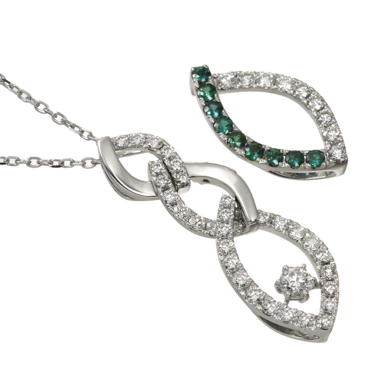 Alexandrite 0.56ct Diamond 0.44ct Necklace 18K White Gold 750
