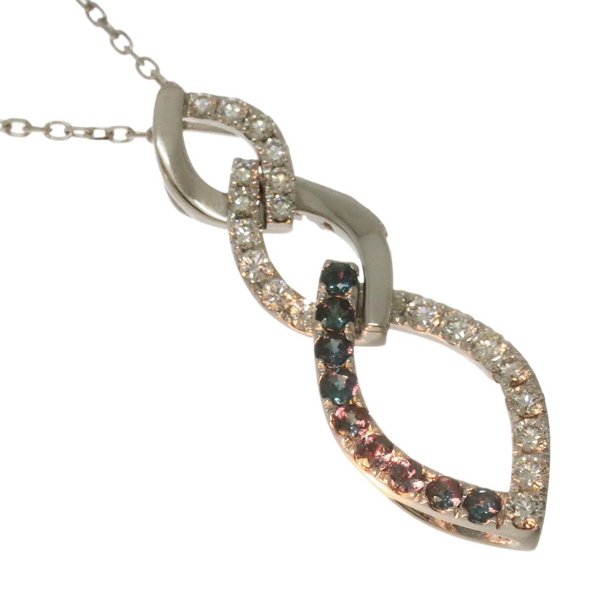 Alexandrite 0.56ct Diamond 0.44ct Necklace 18K White Gold 750