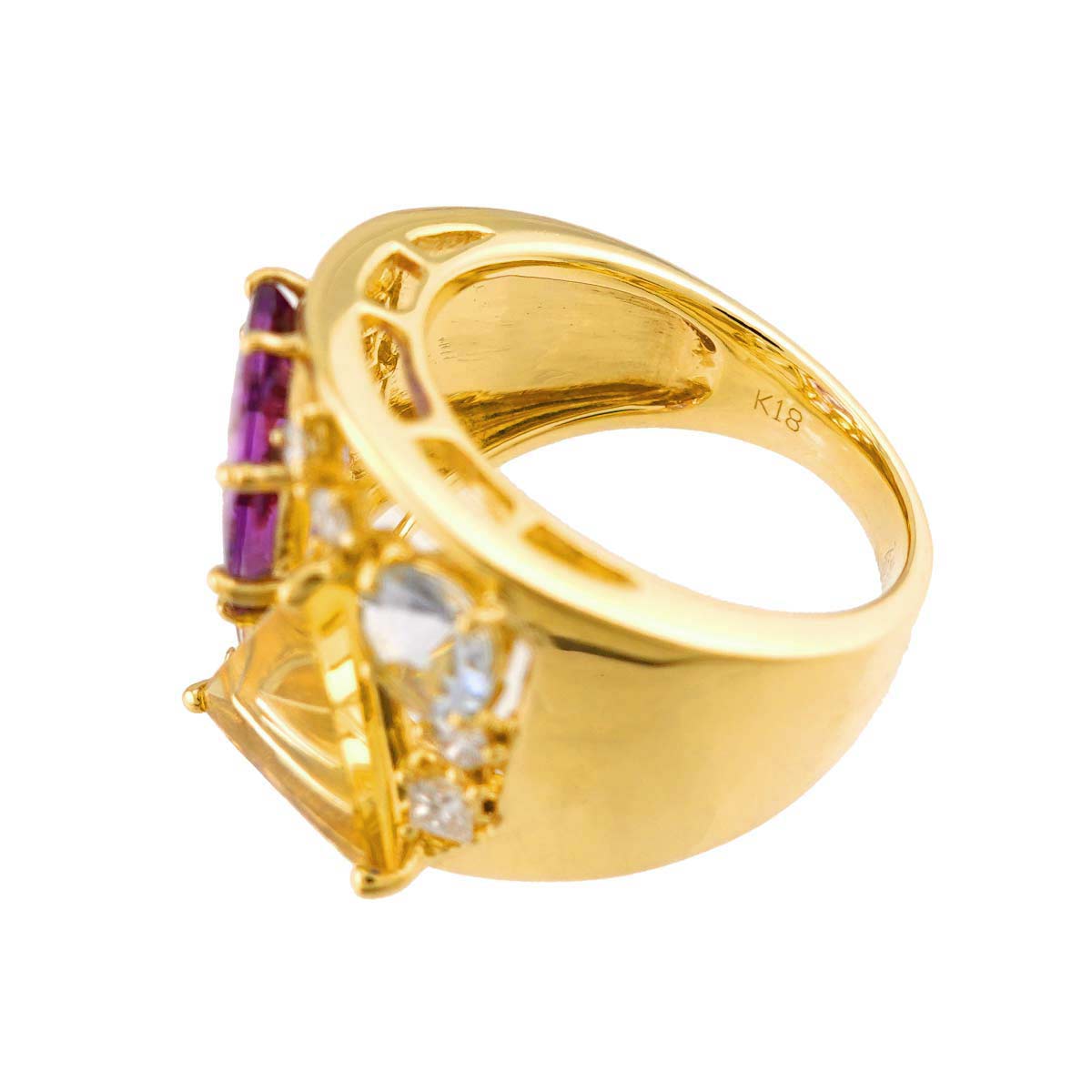Multi Stone Diamond 0.27ct Ring 18K YG 750 size6(US)