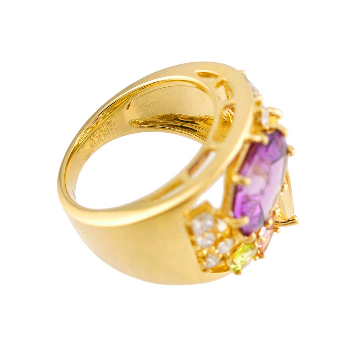 Multi Stone Diamond 0.27ct Ring 18K YG 750 size6(US)