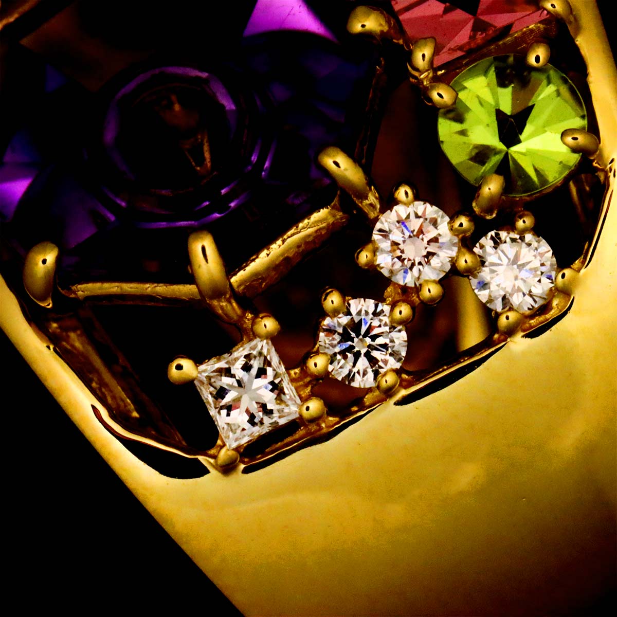 Multi Stone Diamond 0.27ct Ring 18K YG 750 size6(US)