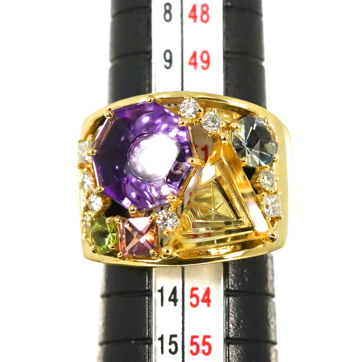 Multi Stone Diamond 0.27ct Ring 18K YG 750 size6(US)