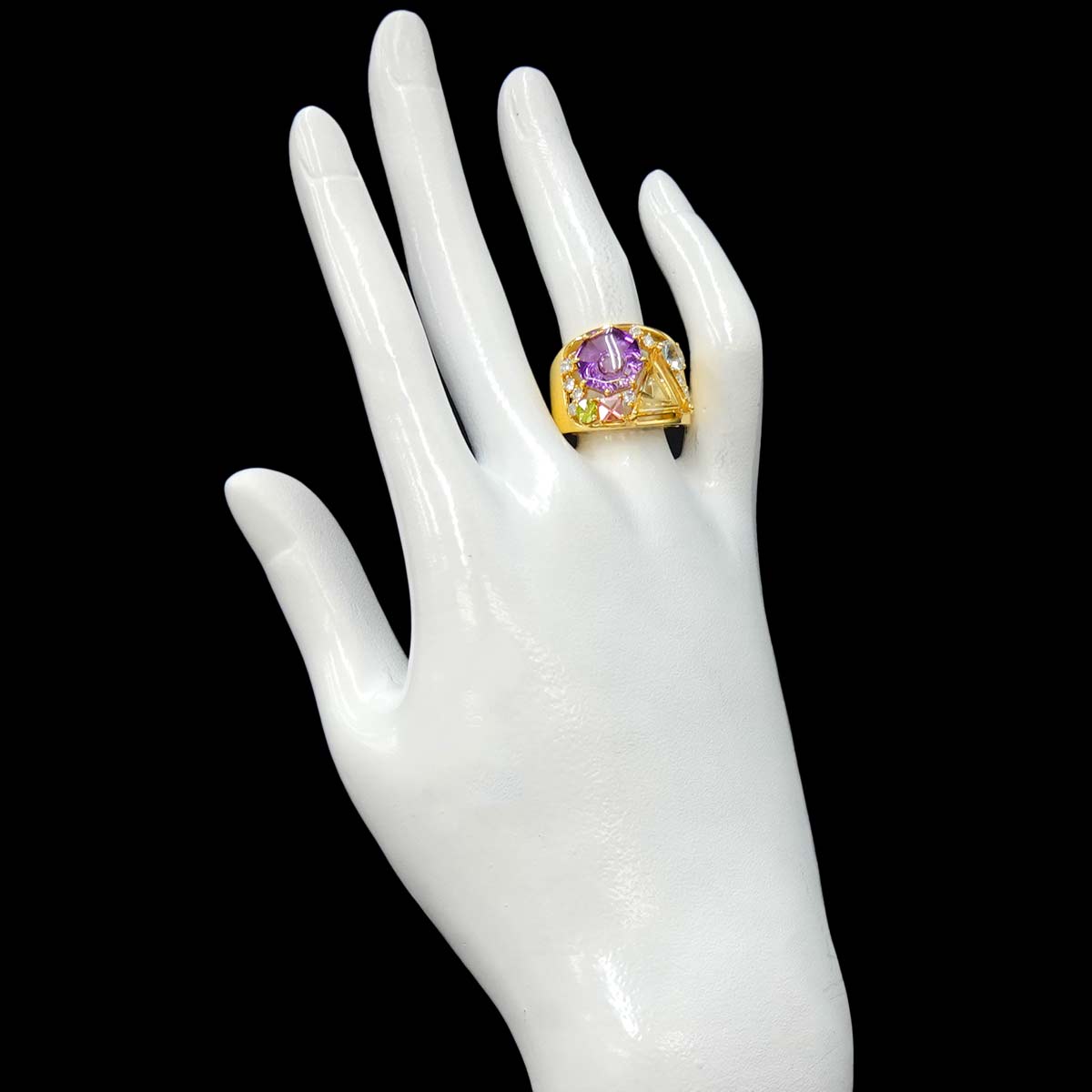 Multi Stone Diamond 0.27ct Ring 18K YG 750 size6(US)