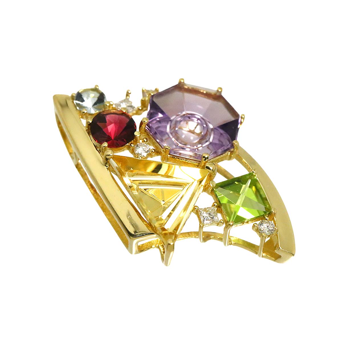 Multi Stone Diamond Pendant Top 18K YG 750