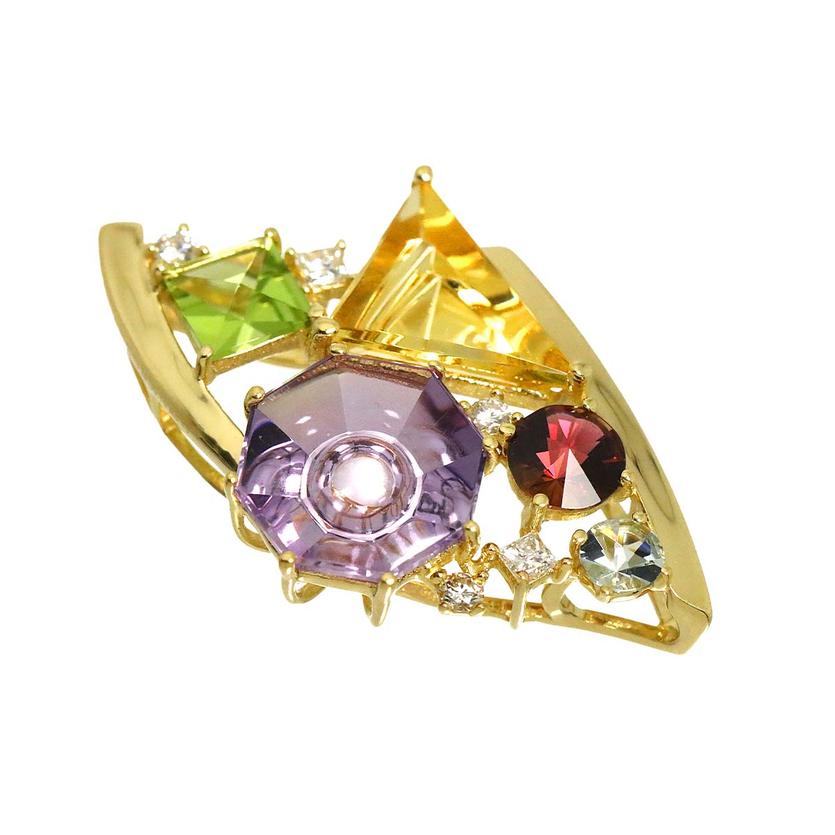 Multi Stone Diamond Pendant Top 18K YG 750