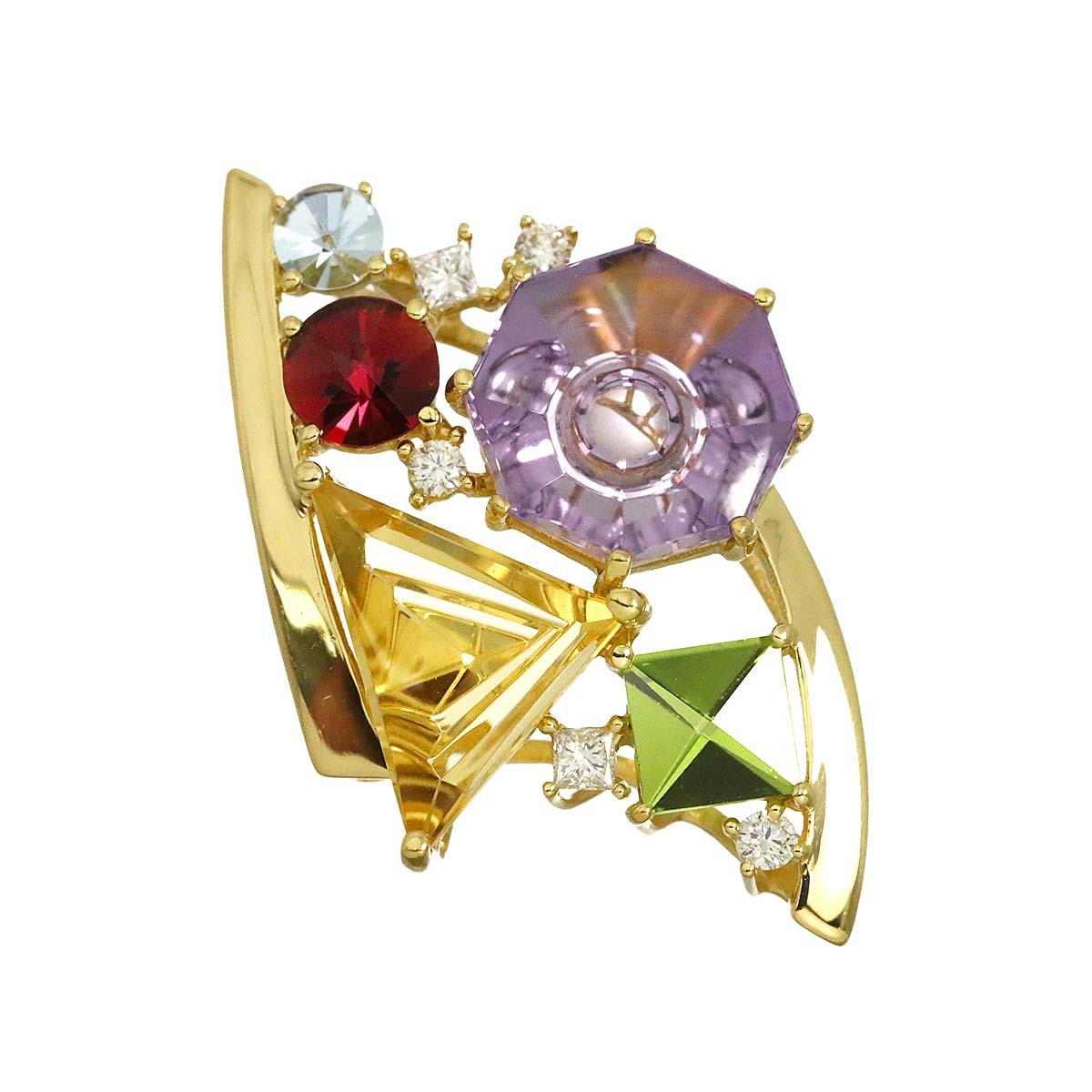 Multi Stone Diamond Pendant Top 18K YG 750