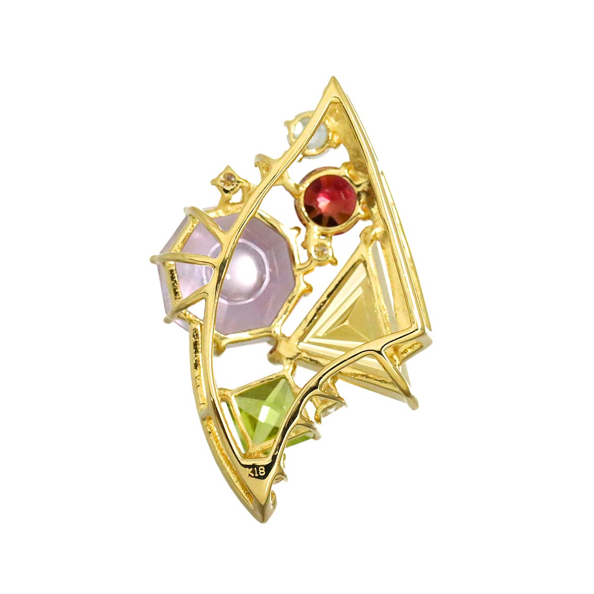 Multi Stone Diamond Pendant Top 18K YG 750