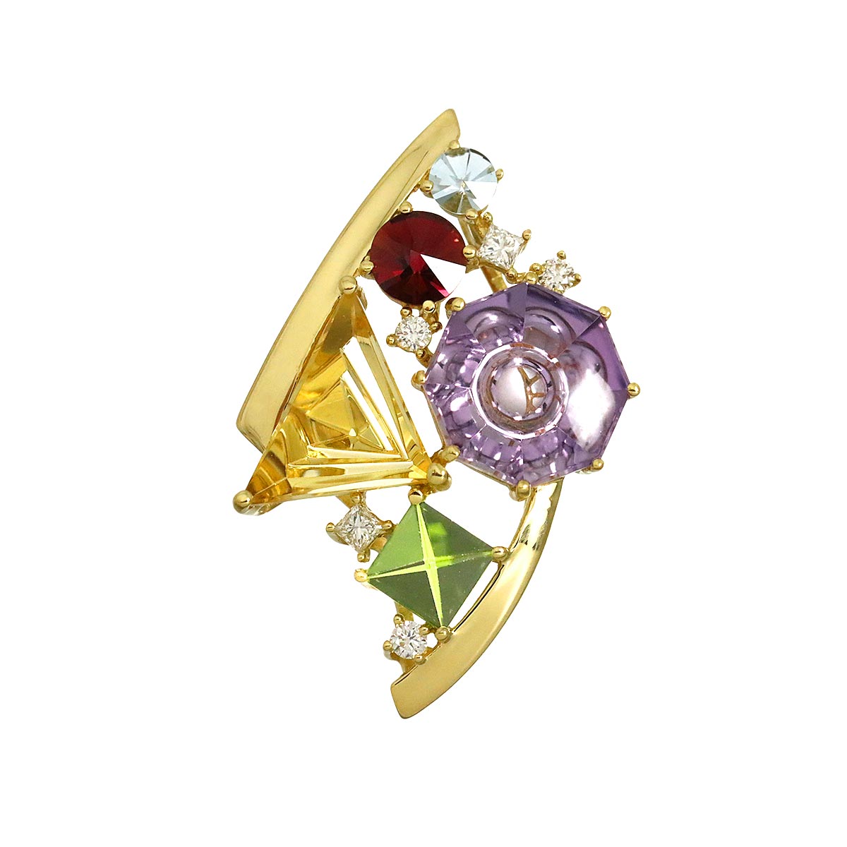 Multi Stone Diamond Pendant Top 18K YG 750