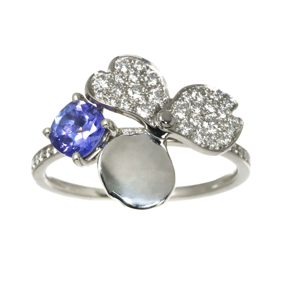 Flower Tanzanite Diamond Ring Platinum size6(US)