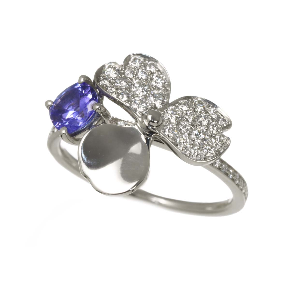 Flower Tanzanite Diamond Ring Platinum size6(US)
