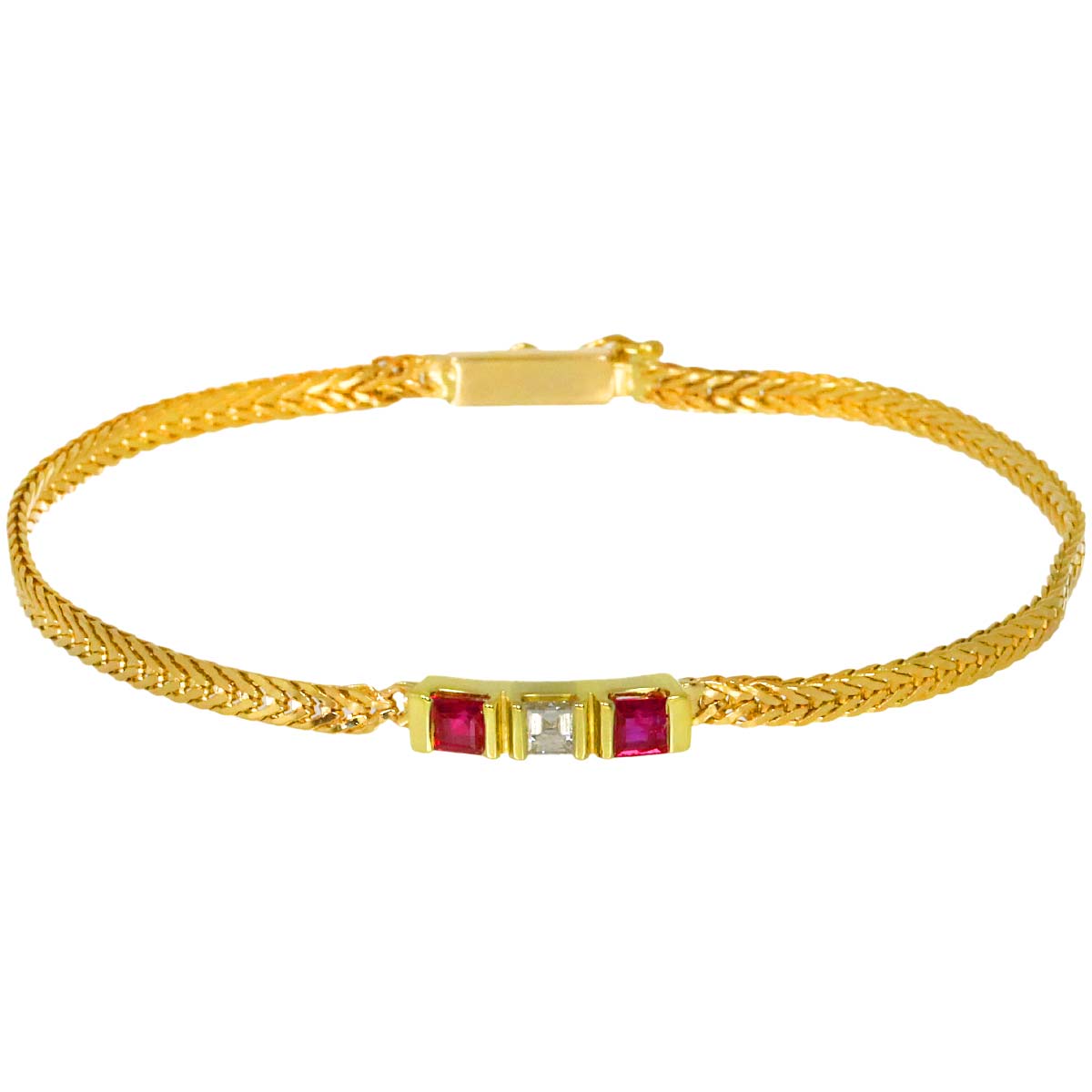 Diamond Ruby Bracelet 14K Yellow Gold 585