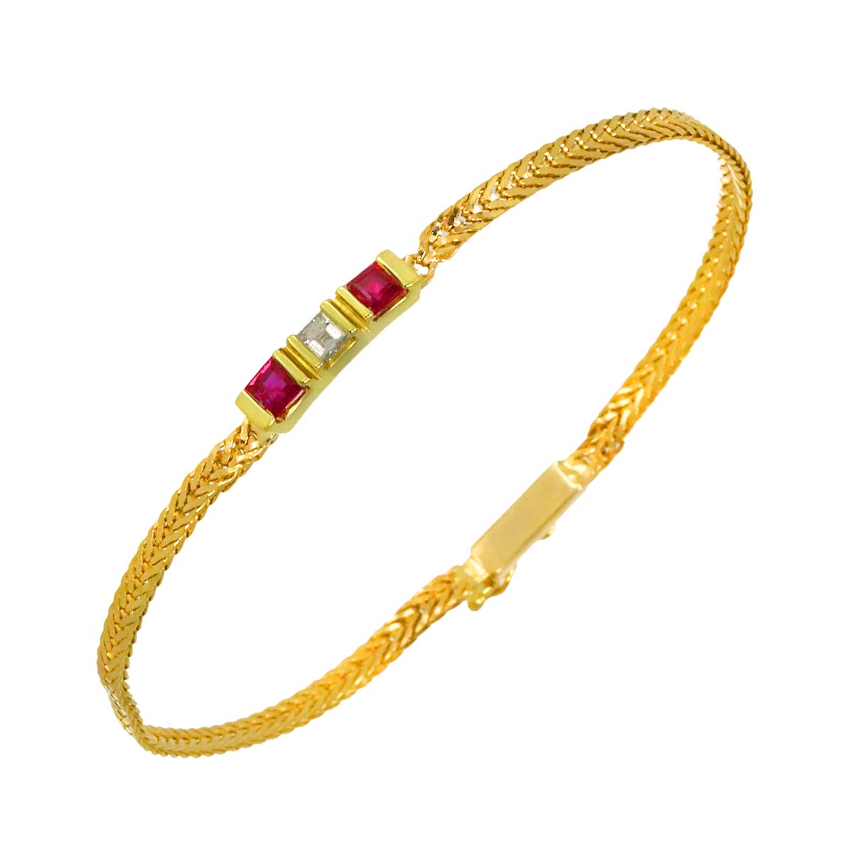 Diamond Ruby Bracelet 14K Yellow Gold 585