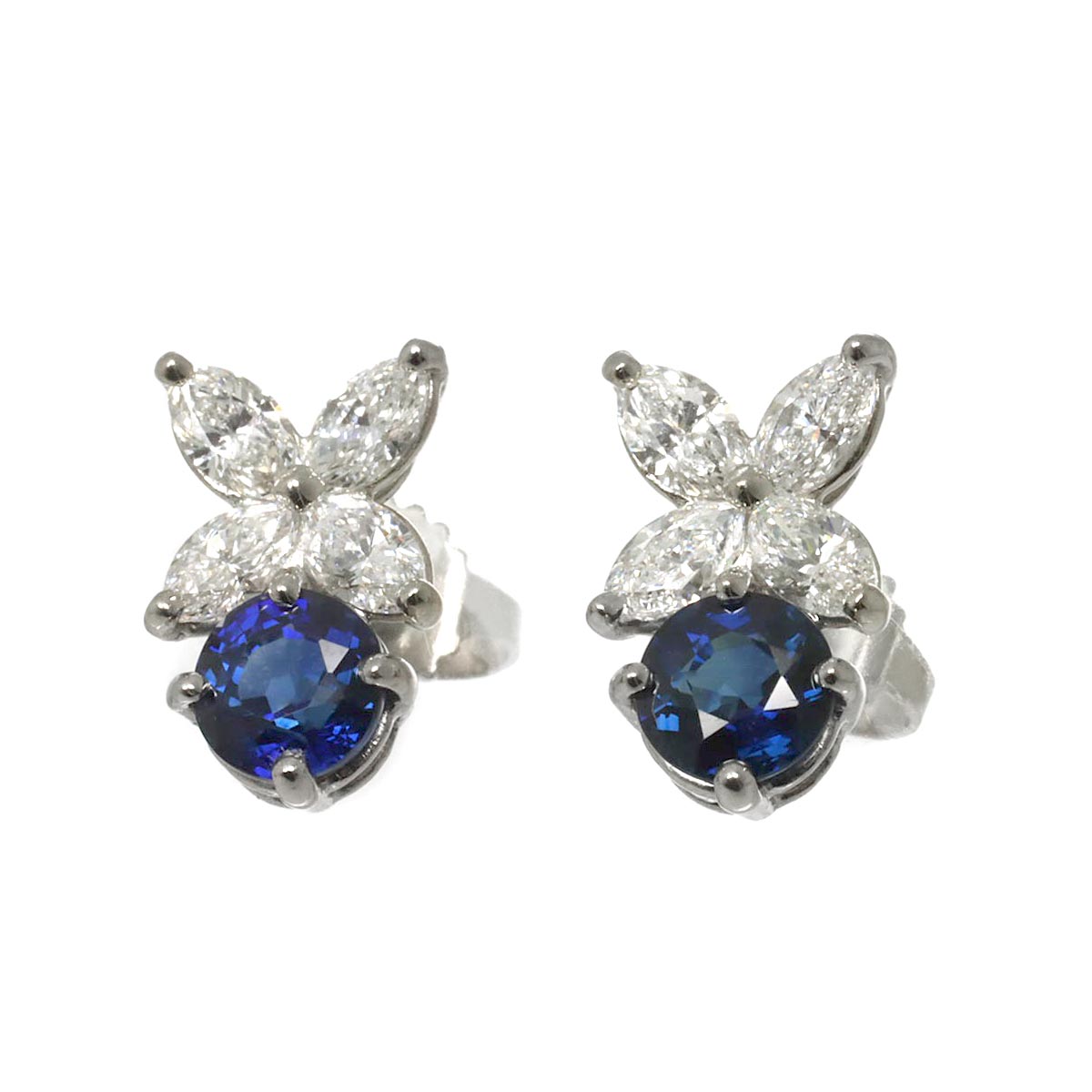 Victoria Sapphire Diamond Earrings Pierced Pt Platinum