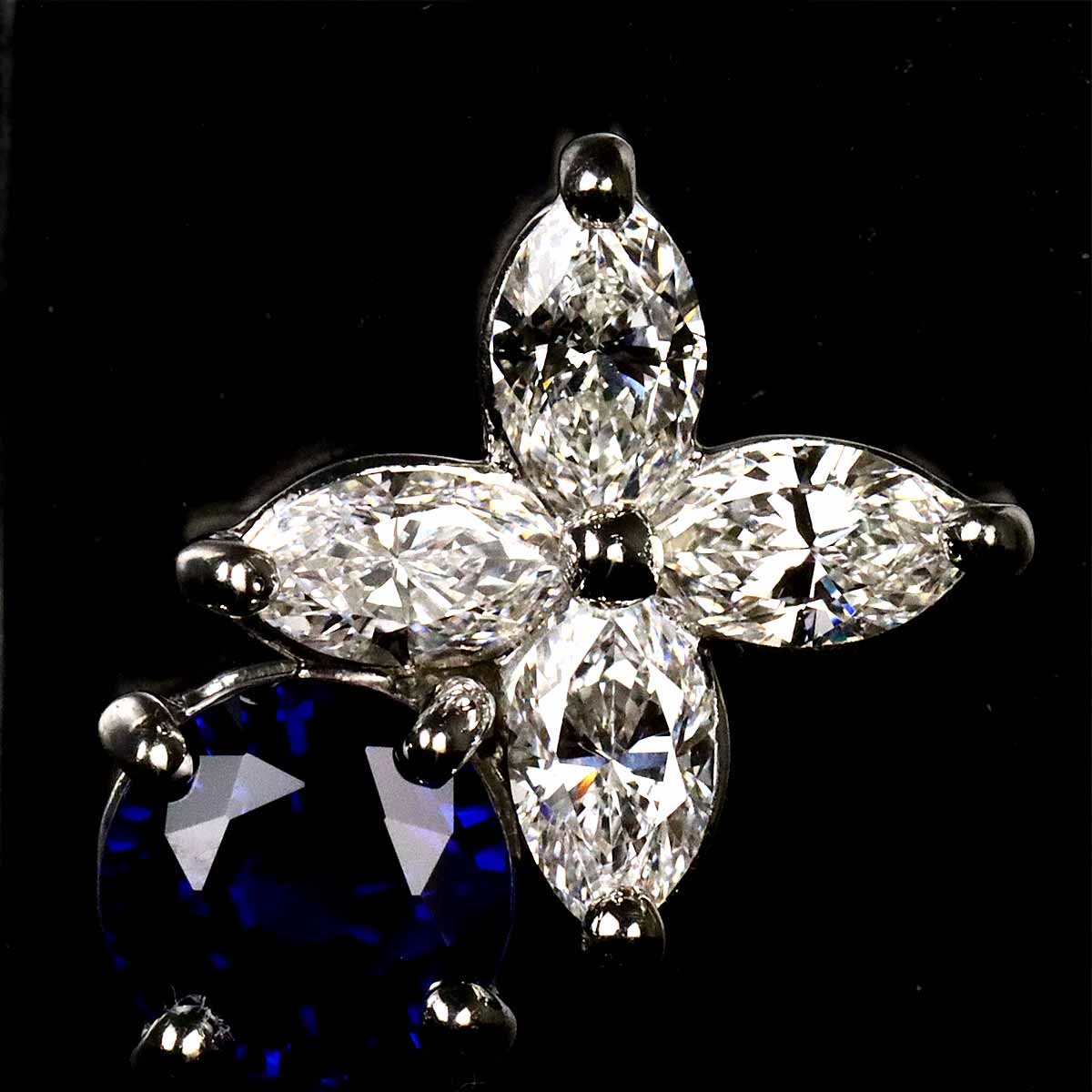 Victoria Sapphire Diamond Earrings Pierced Pt Platinum