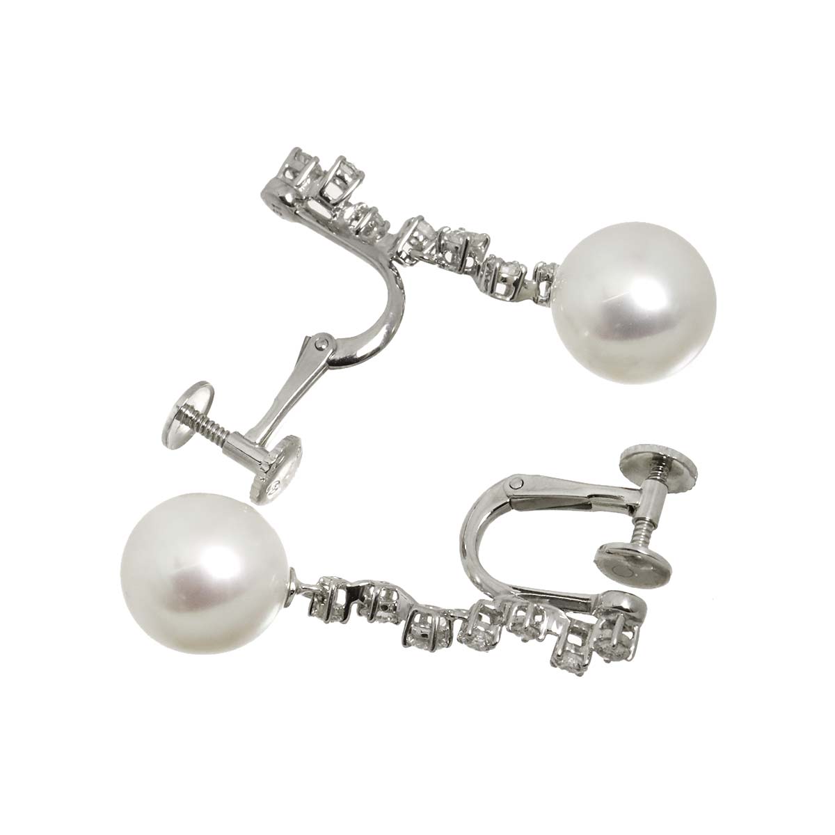 South Sea Pearl Diamond Earrings Clip on 18K WG 750