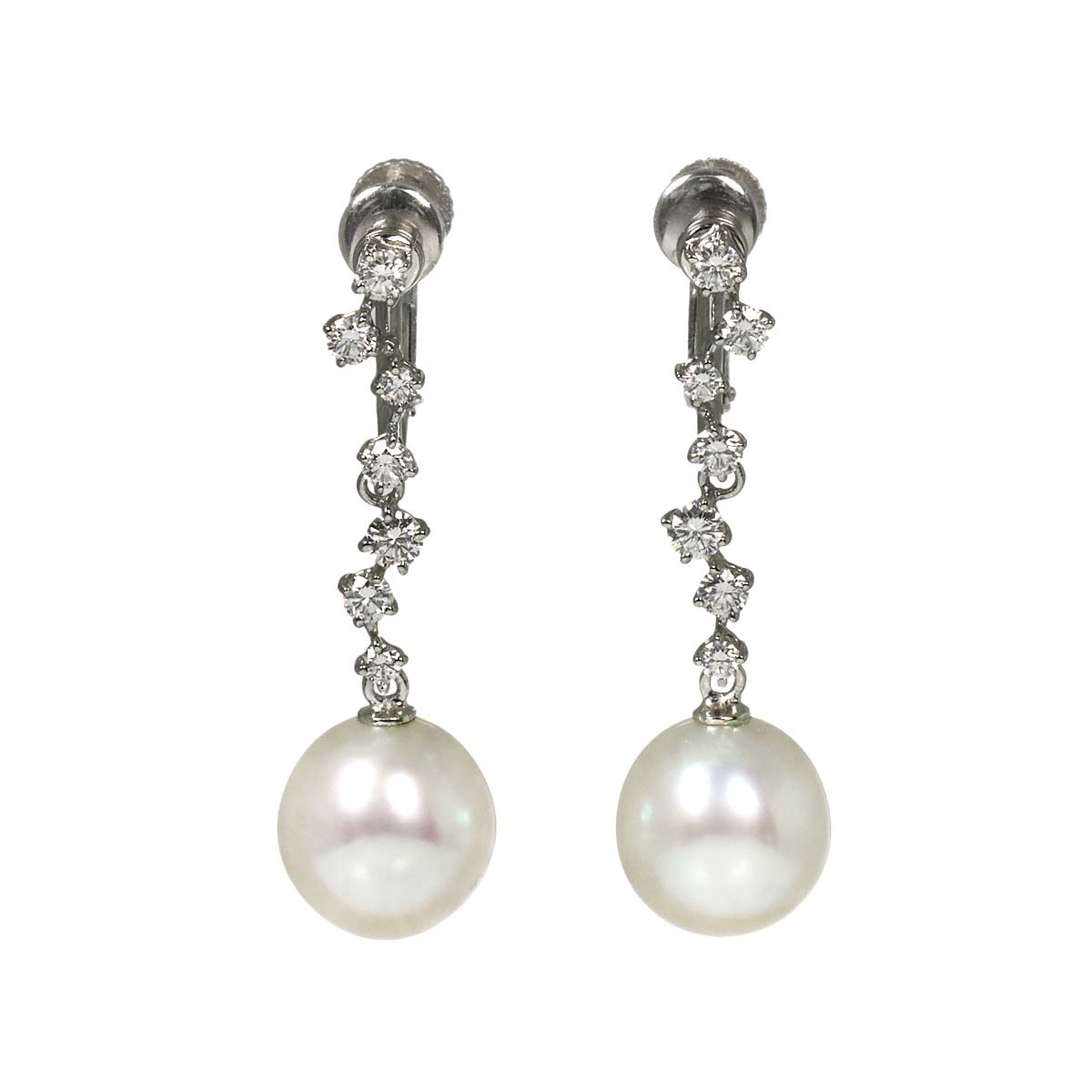 South Sea Pearl Diamond Earrings Clip on 18K WG 750