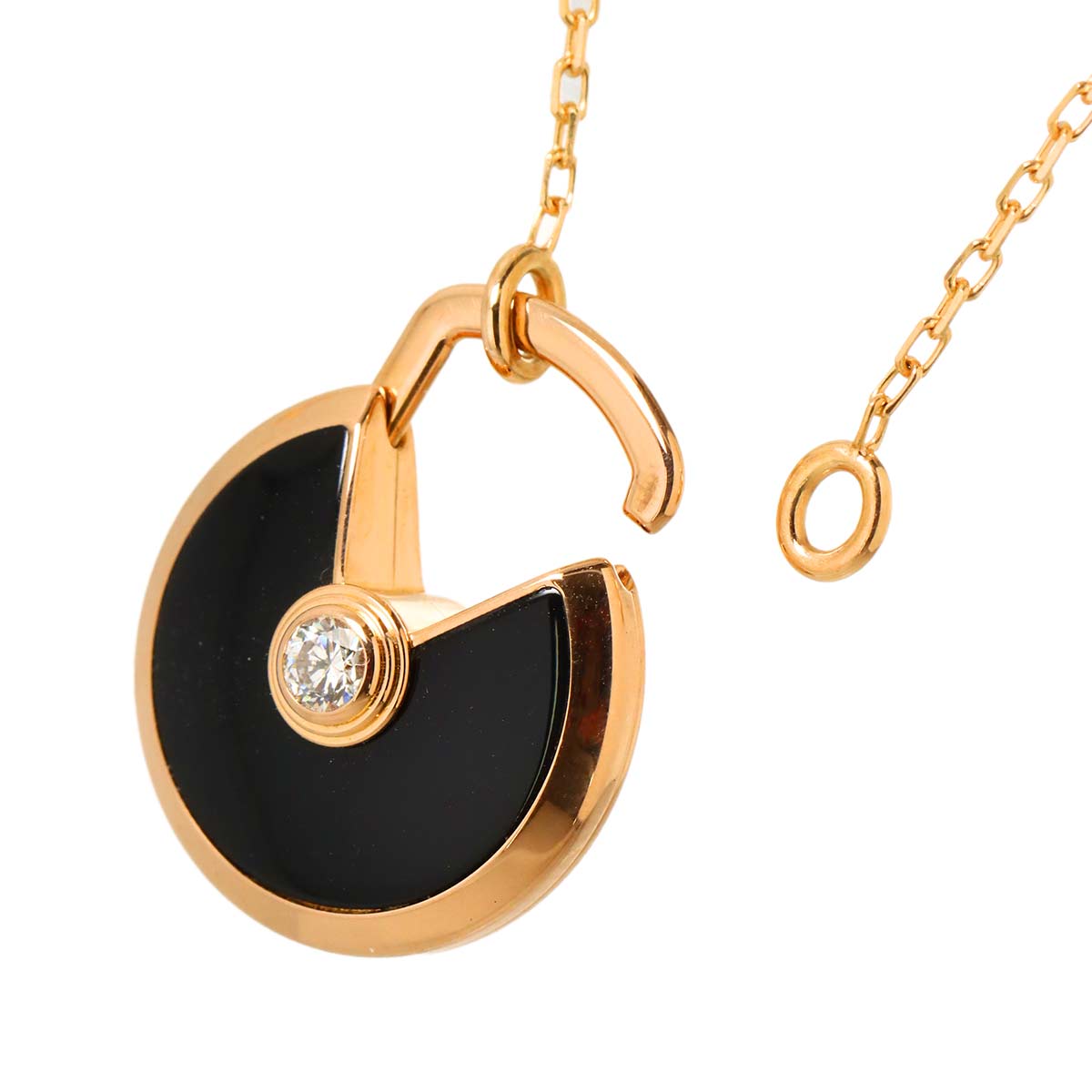 Amulette De Onyx Diamond Necklace SM 18K Pink Gold 750