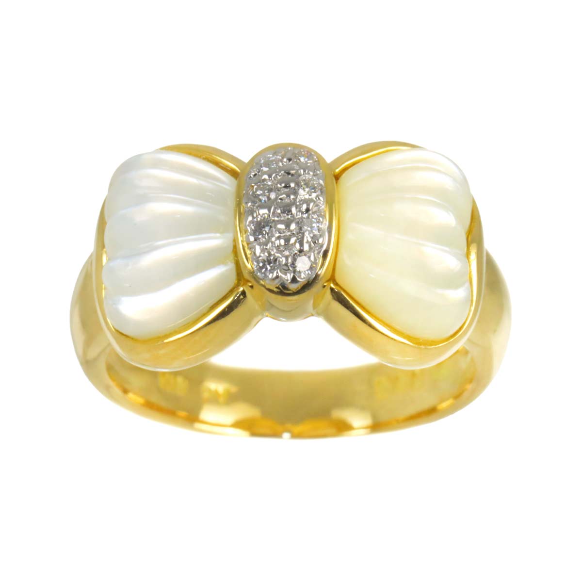 Diamond 0.06ct MOP Ring 18K YG 750 size5.25(US)