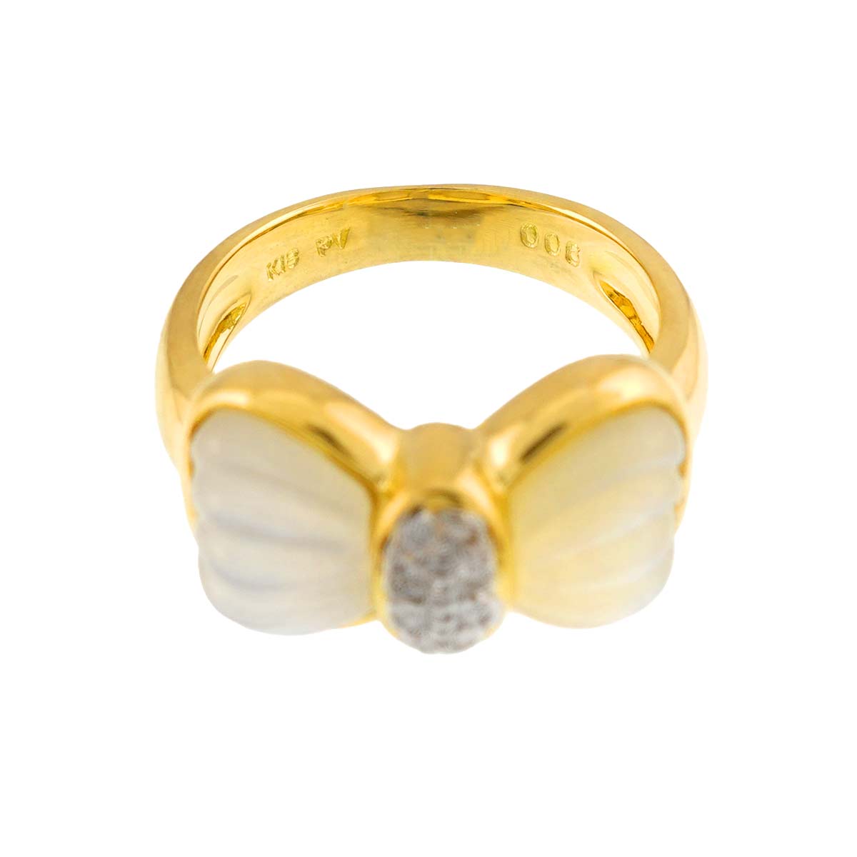 Diamond 0.06ct MOP Ring 18K YG 750 size5.25(US)