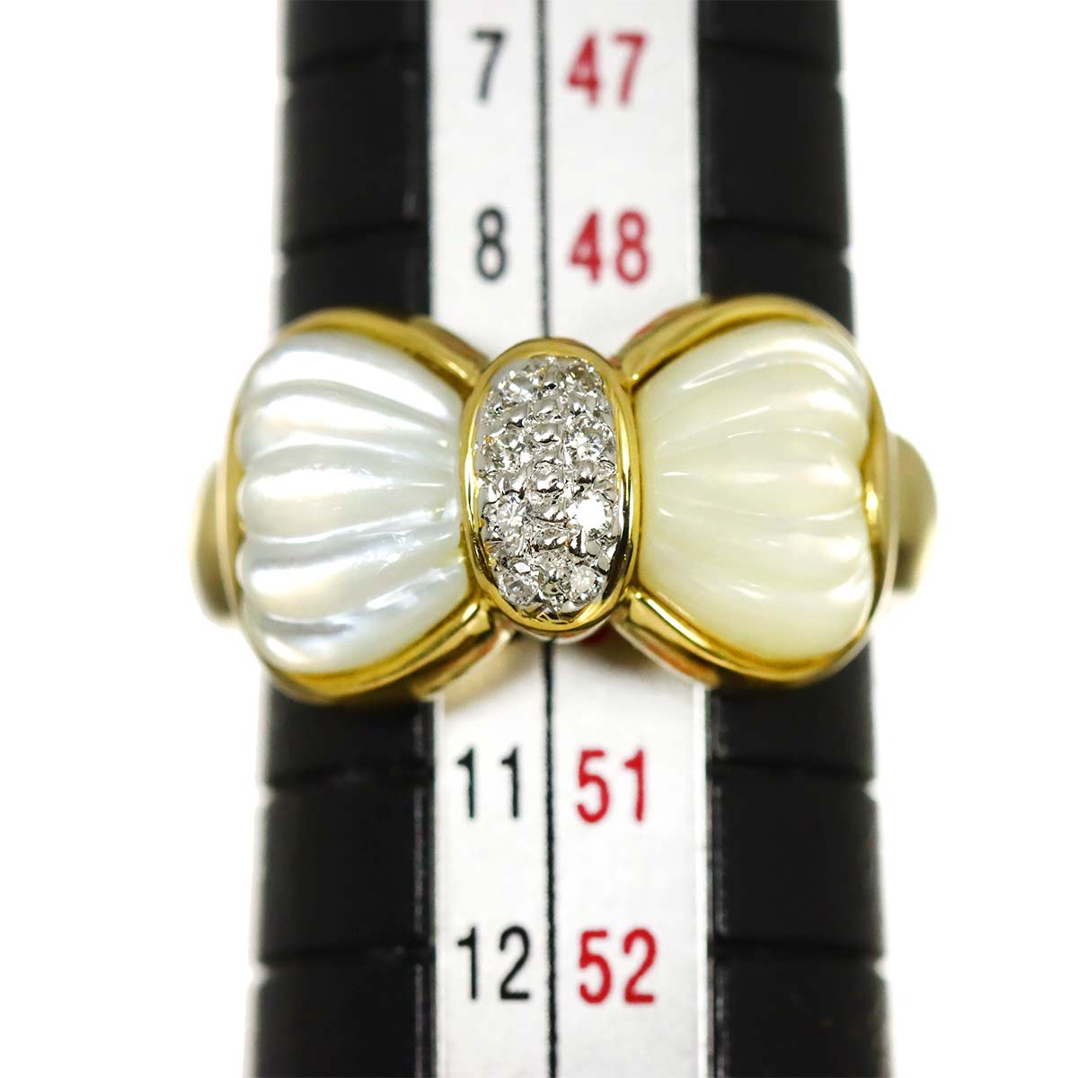 Diamond 0.06ct MOP Ring 18K YG 750 size5.25(US)