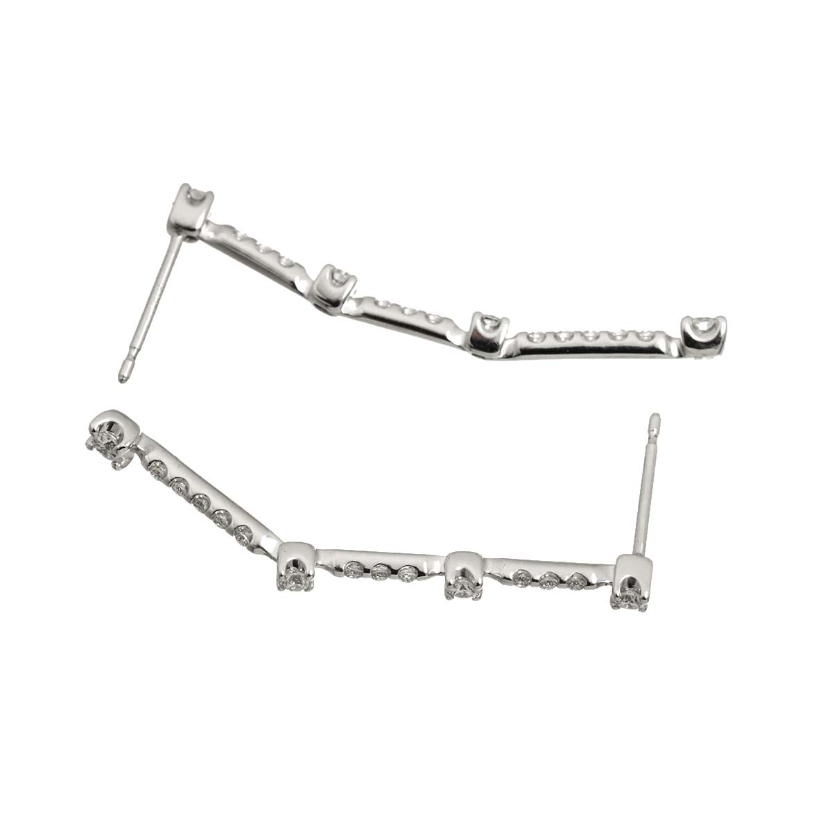 LINE Diamond 0.60ct Earrings Pierced 18K K18 WG 750