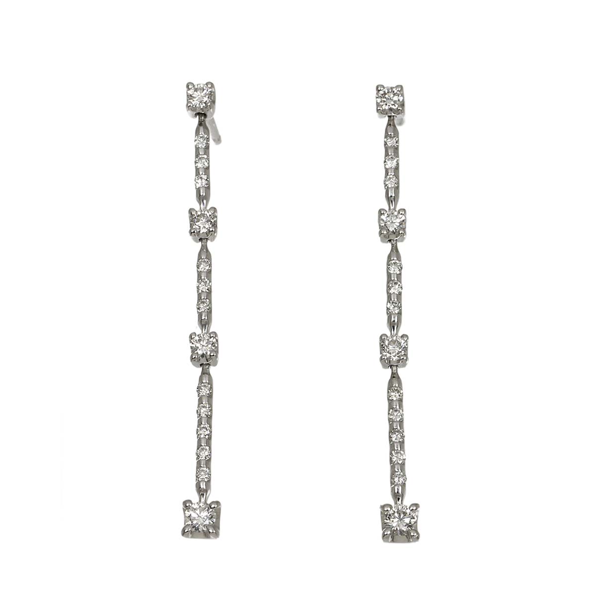 LINE Diamond 0.60ct Earrings Pierced 18K K18 WG 750