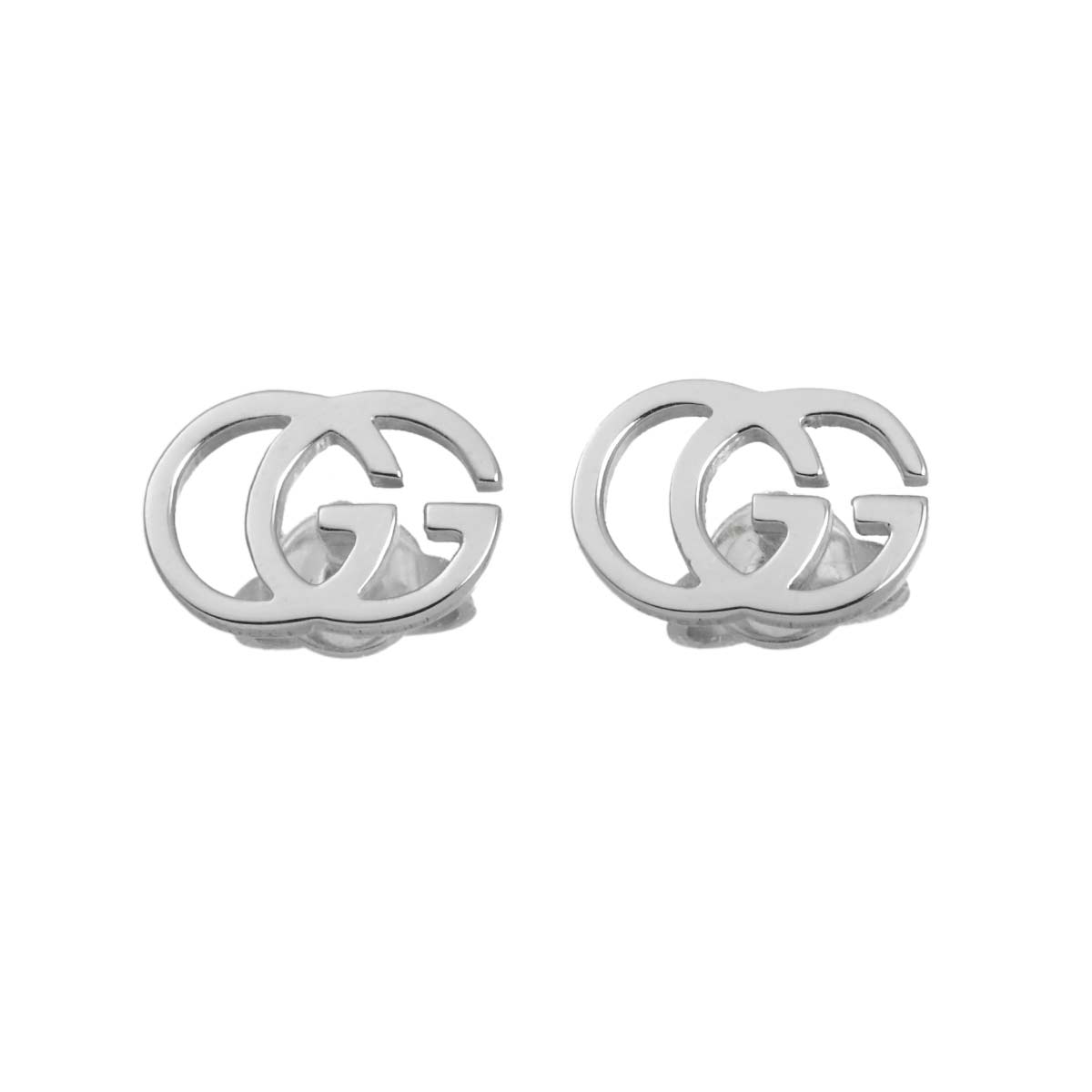 Logo Earrings Pierced 18K White Gold 750