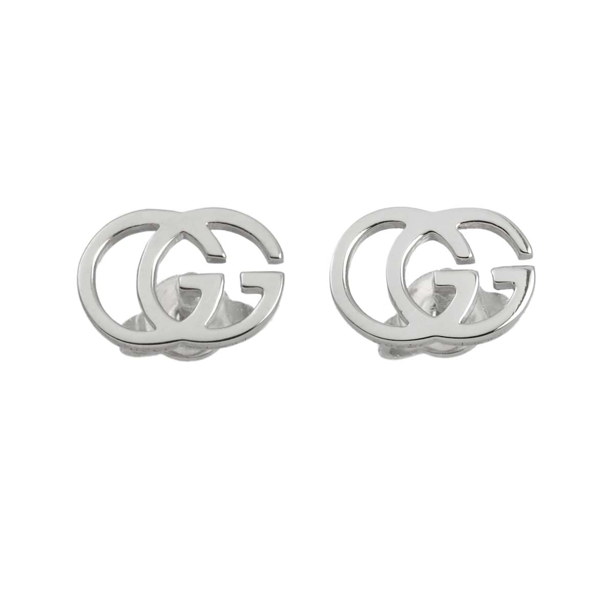 Logo Earrings Pierced 18K White Gold 750