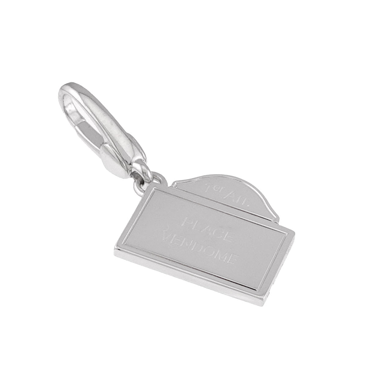 Letter Charm Pendant Top 18K White Gold 750