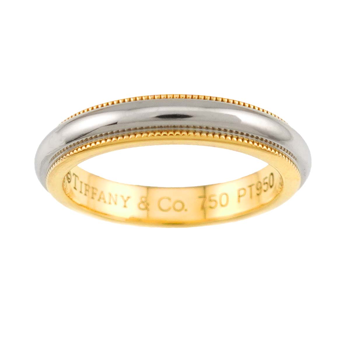 Milgrain Band Ring 18K 750 YG Platinum Size4-4.5(US)