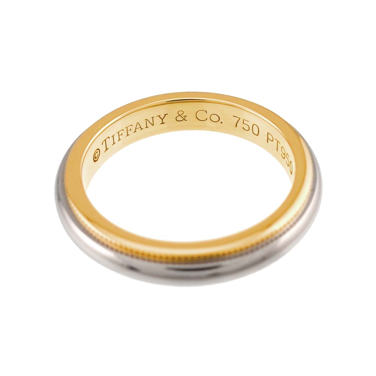 Milgrain Band Ring 18K 750 YG Platinum Size4-4.5(US)